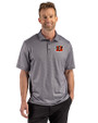 Cincinnati Bengals Cutter & Buck Pike Recycled Lattice Print Mens Polo Black Front