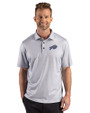 Buffalo Bills Rivalries Cutter & Buck Pike Recycled Lattice Print Mens Polo Elemental Grey Front