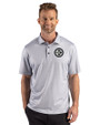 Pittsburgh Steelers Mono Cutter & Buck Pike Recycled Lattice Print Mens Polo Elemental Grey Front
