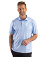 Pittsburgh Steelers Monochromatic Cutter & Buck Pike Recycled Lattice Print Mens Polo Atlas Light Blue Front