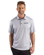New Orleans Saints Mono Cutter & Buck Pike Recycled Lattice Print Mens Big & Tall Polo Elemental Grey Front