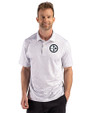 Pittsburgh Steelers Mono Cutter & Buck Pike Recycled Fern Print Mens Polo Polished Medium Gray Front