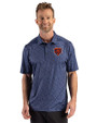 Chicago Bears Historic Cutter & Buck Pike Recycled Fern Print Mens Polo Navy Blue Front