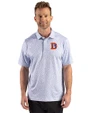 Denver Broncos Historic Cutter & Buck Pike Recycled Fern Print Mens Polo Chelan Blue Front