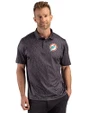 Miami Dolphins Historic Cutter & Buck Pike Recycled Fern Print Mens Big & Tall Polo Black Front