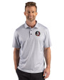 Florida State Seminoles Cutter & Buck Pike Recycled Lattice Print Mens Polo Elemental Grey Front