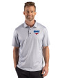 SMU Mustangs Cutter & Buck Pike Recycled Lattice Print Mens Polo Elemental Grey Front
