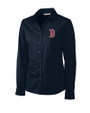 Boston Red Sox Cutter & Buck Epic Easy Care Fine Twill Womens Long Sleeve Dress Shirt Navy Blue Mannequin