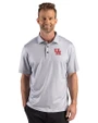 Houston Cougars Cutter & Buck Pike Recycled Lattice Print Mens Polo Elemental Grey Front