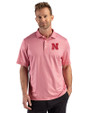 Nebraska Cornhuskers Cutter & Buck Pike Recycled Lattice Print Mens Polo Red Front