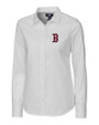 Boston Red Sox Cutter & Buck Stretch Oxford Womens Long Sleeve Dress Shirt White Mannequin