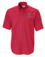 Boston Red Sox Cutter & Buck Epic Easy Care Nailshead Mens Big and Tall Short Sleeve Dress Shirt Cardinal Red Mannequin