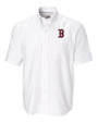 Boston Red Sox Cutter & Buck Epic Easy Care Nailshead Mens Big and Tall Short Sleeve Dress Shirt White Mannequin