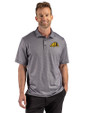 Bowie State Bulldogs Cutter & Buck Pike Recycled Lattice Print Mens Big & Tall Polo Black Front