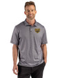 Oakland Golden Grizzlies Cutter & Buck Pike Recycled Lattice Print Mens Big & Tall Polo Black Front