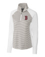 Boston Red Sox Cutter & Buck Forge Tonal Stripe Stretch Half Zip Womens Top White/Polished Mannequin