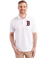 Boston Red Sox Cutter & Buck Advantage Eco Tri-Blend Pique Mens Polo White Front
