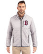 Boston Red Sox Cutter & Buck Rainier PrimaLoft® Mens Eco Insulated Full Zip Puffer Jacket Polished Medium Gray Front
