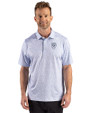Emory Eagles Cutter & Buck Pike Recycled Fern Print Mens Polo Chelan Blue Front