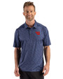 Dayton Flyers Cutter & Buck Pike Recycled Fern Print Mens Polo Navy Blue Front