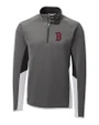 Boston Red Sox Cutter & Buck Traverse Colorblock Stretch Quarter Zip Mens Pullover Elemental Grey Mannequin