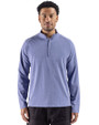 Cutter & Buck Virtue Recycled Heathered Featherlight Pique Mens Big & Tall Quarter-Zip Pullover Tour Blue Heather Front