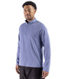 Cutter & Buck Virtue Recycled Heathered Featherlight Pique Mens Quarter-Zip Pullover Tour Blue Heather Side