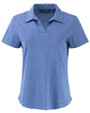 Cutter & Buck Virtue Recycled Heathered Featherlight Pique Womens Polo Tour Blue Heather Mannequin