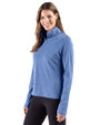 Cutter & Buck Virtue Recycled Heathered Featherlight Pique Womens Quarter Zip Pullover Tour Blue Heather Side