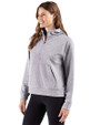 Cutter & Buck Drift Epic Versatility Recycled Textured Knit Womens Half Zip Hooded Pullover CONCRETE Side