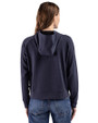 Cutter & Buck Drift Epic Versatility Recycled Textured Knit Womens Half Zip Hooded Pullover Navy Blue Back