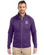 Northwestern Wildcats- Cutter & Buck Mainsail Sweater-Knit Mens Full Zip Jacket College Purple Heather Front
