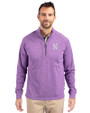 Northwestern Wildcats- Cutter & Buck Adapt Recycled Soft Knit Stretch Mens Heathered Quarter Zip Pullover  College Purple Heather Front