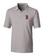 Boston Red Sox Cutter & Buck Forge Pencil Stripe Stretch Mens Polo Polished Medium Gray Mannequin