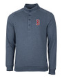 Boston Red Sox Cutter & Buck Saturday Cotton Blend Mens Mock Pullover Sweatshirt Navy Blue Heather Mannequin