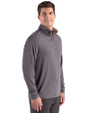 Northwestern Wildcats- Cutter & Buck Forge Recycled Four-Way Stretch Mens Quarter Zip Pullover Dark Black Heather Side