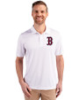Boston Red Sox Cutter & Buck Prospect Eco Textured Stretch Recycled Mens Big & Tall Polo White Front