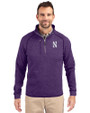 Northwestern Wildcats- Cutter & Buck Mainsail Sweater-Knit Mens Half Zip Jacket College Purple Heather Front