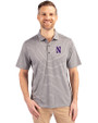 Northwestern Wildcats- Cutter & Buck Forge Recycled Heather Stripe Four-Way Stretch Mens Big & Tall Polo Elemental Grey Heather Front