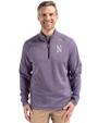 Northwestern Wildcats- Cutter & Buck Peshastin Recycled Grid Fleece Mens Half Zip Pullover College Purple Heather Front