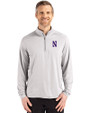 Northwestern Wildcats- Cutter & Buck Coastline Recycled Double Peached Mens Quarter Zip Pullover CONCRETE Front