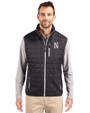 Northwestern Wildcats- Cutter & Buck Rainier Recycled Insulated Puffer Mens Full Zip Vest Black Front