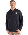 Northwestern Wildcats- Cutter & Buck Hunts Point Recycled Fleece Mens Hybrid Snap Placket Pullover Black Front