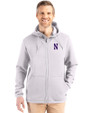 Northwestern Wildcats- Cutter & Buck Roam Recycled Buttery-Soft Knit Mens Full Zip Hooded Jacket Solitare Front