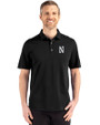 Northwestern Wildcats- Cutter & Buck Advantage Refresh Recycled Cotton-Blend Pique Mens Big & Tall Polo Black Front