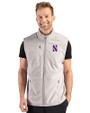 Northwestern Wildcats- Cutter & Buck Hunts Point Recycled Fleece Mens Hybrid Full Zip Vest Polished Medium Gray Front