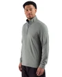 New York Jets Historic Cutter & Buck Adapt Recycled Soft Knit Stripe Mens Quarter Zip Pullover Hunter Heather Side
