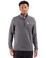 Kansas City Chiefs Cutter & Buck Adapt Recycled Soft Knit Stripe Mens Quarter Zip Pullover Black Heather Front