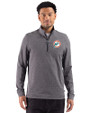 Miami Dolphins Historic Cutter & Buck Adapt Recycled Soft Knit Stripe Mens Quarter Zip Pullover Black Heather Front