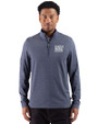 New York Giants Historic Cutter & Buck Adapt Recycled Soft Knit Stripe Mens Quarter Zip Pullover Navy Blue Heather Front